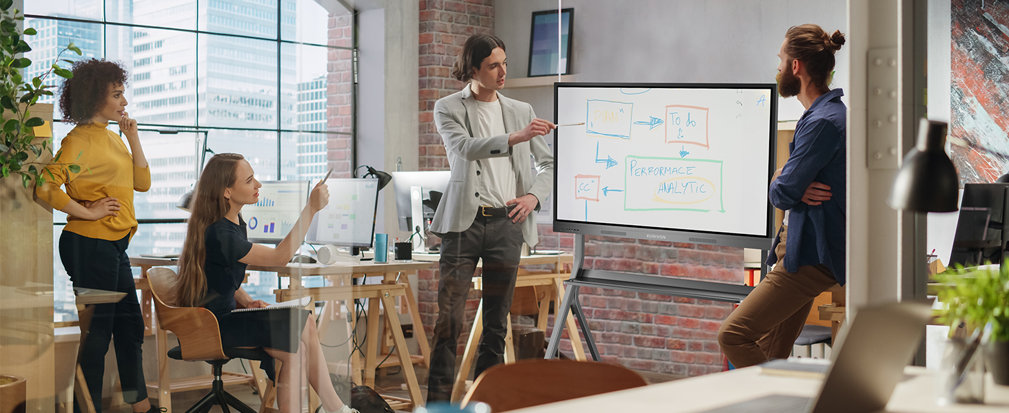 smart board, 4k uhd smart whiteboard, 8+128gb touch screen electronic whiteboard, interactive whiteboard for classroom and business (wall mount included)