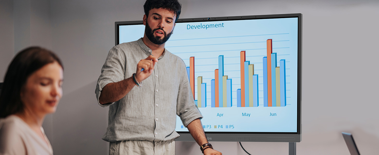 smart board, 4k uhd digital whiteboard, edla certified touch screen electronic whiteboard with 48mp ai camera, smart board for classroom and business
