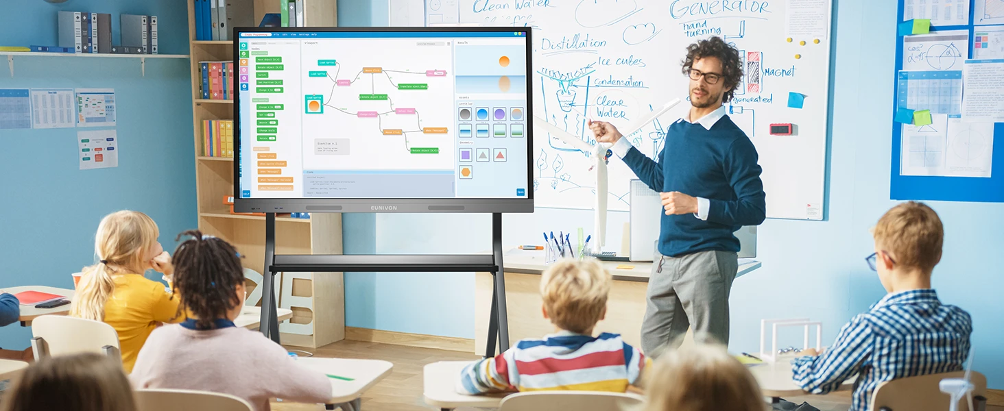 smart board, 55'' 4k uhd electronic whiteboard, 8 core cpu, 8gb ram and 128gb rom digital whiteboard, smart board for classroom and business